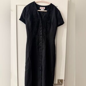 Maggy London Black Embroidered Midi Dress